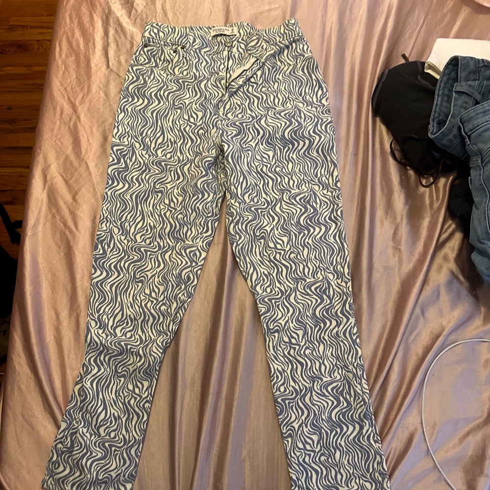 Blue and White Patterned Pants